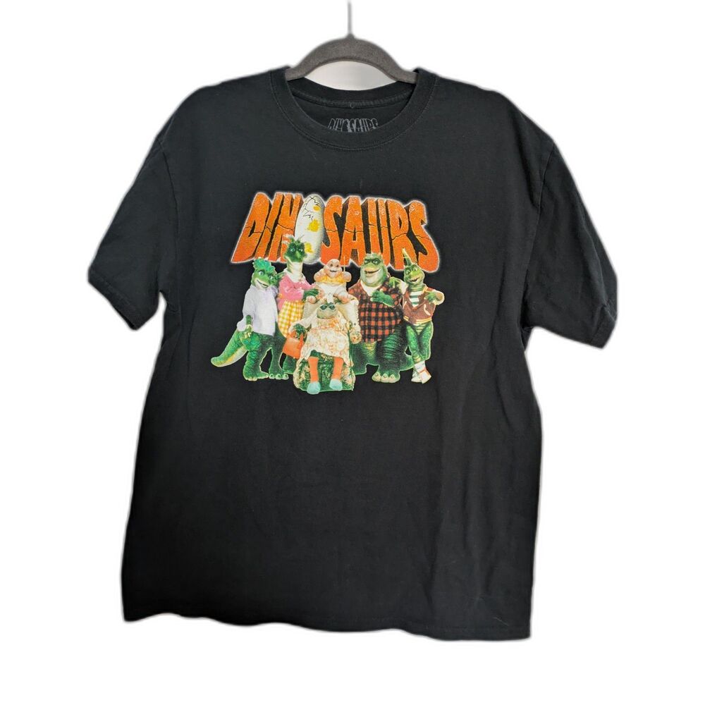 Dinosaurs TV Show Graphic T Shirt Large Black Retro 90s Comedy Characters Tee
